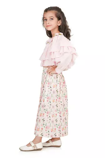 Baby pink long skirt set