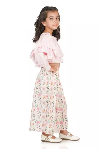 Baby pink long skirt set