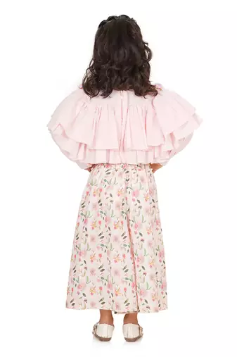 Baby pink long skirt set