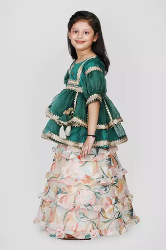 Emerald green lehenga set