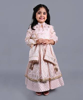 Pink foil printed anarkali gown 1