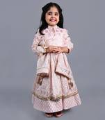 Pink foil printed anarkali gown