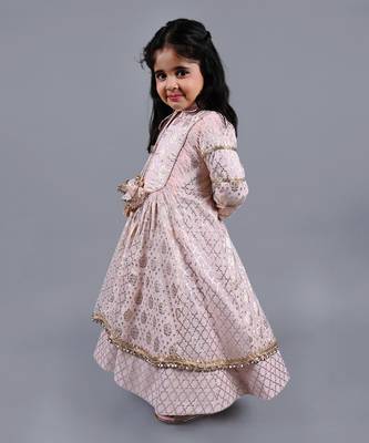 Pink foil printed anarkali gown 2