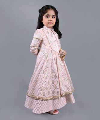 Pink foil printed anarkali gown 3