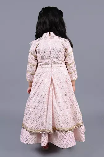 Pink foil printed anarkali gown