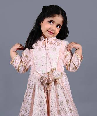 Pink foil printed anarkali gown 5