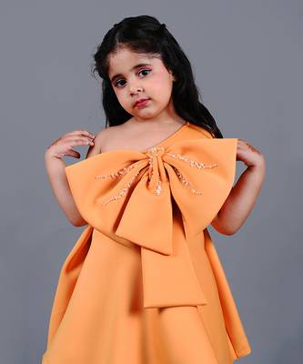 Orange one shoulder frock 4