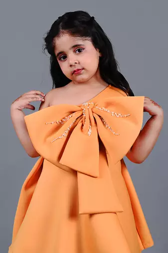 Orange one shoulder frock