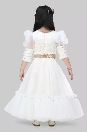 White embroidered lehenga set