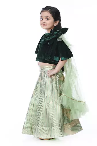 Bottle green lehenga set
