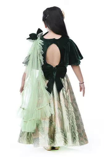 Bottle green lehenga set