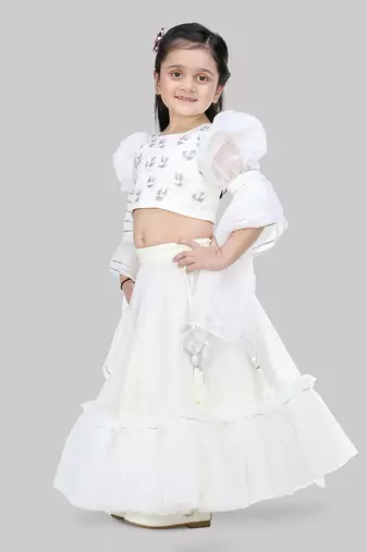 White embroidered lehenga set
