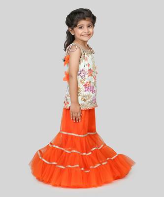 Orange floral printed sharara set 2