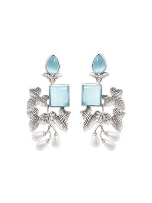 Silver toned german silver floral earring 2