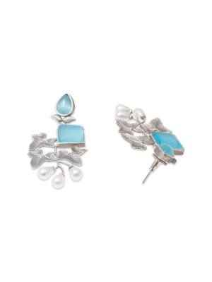 Silver toned german silver floral earring 3