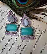 Silver toned blue stone dangler earring