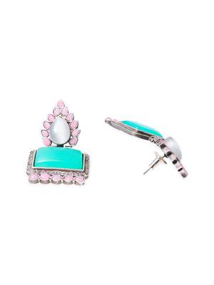 Silver toned blue stone dangler earring 2