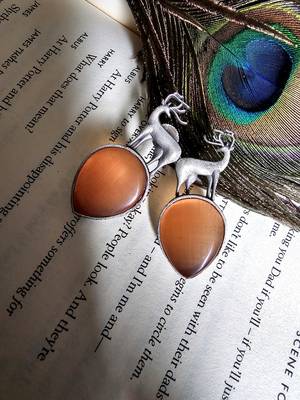 German silver orange mint earring 1