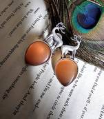 German silver orange mint earring