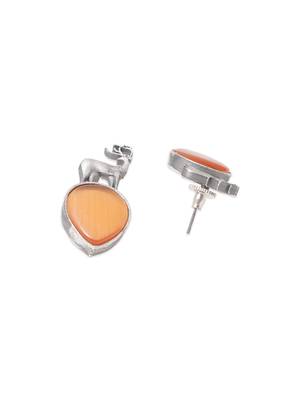 German silver orange mint earring 2