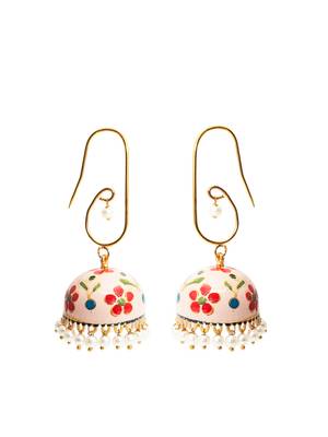 Gold hand painted jhumkis 2