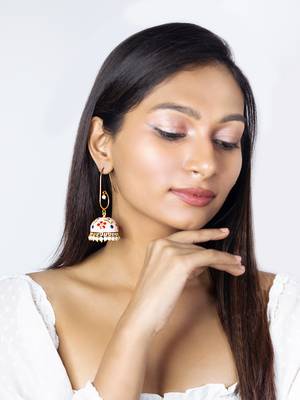 Gold hand painted jhumkis 4