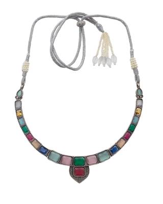 Silver plated multi colour kundan set 2