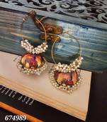 Gold hand painted jhumkis