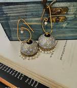 Gold and grey hand painted jhumkis