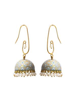 Gold and grey hand painted jhumkis 2