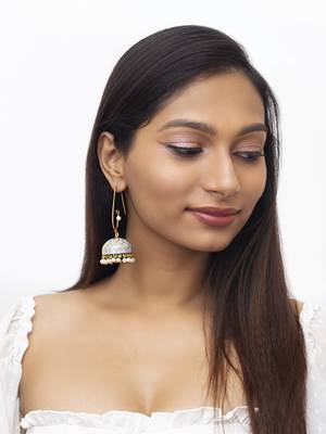 Gold and grey hand painted jhumkis 3