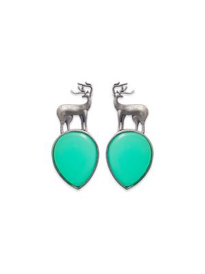 German silver green mint earring 2