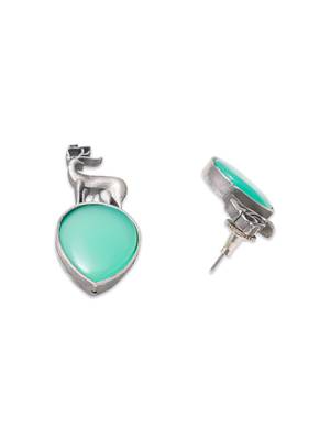 German silver green mint earring 3
