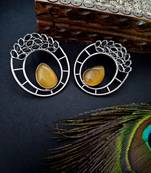 German silver stoned fixed round shapped earrings