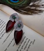 German silver stoned fixed drop earrings