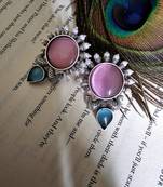 Silver plated beautiful pink stone earring