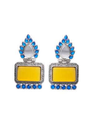 Silver toned yellow stone dangler earring 2
