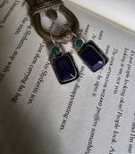 Silver plated blue stone drop earring