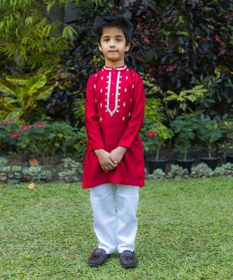 Red kurta pyjama set 1