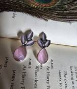 German silver peach stone earring