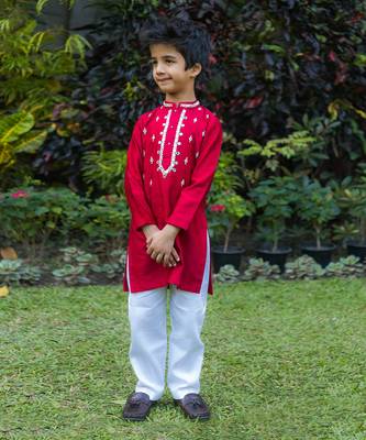 Red kurta pyjama set 2