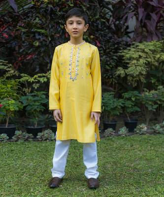 Soft yellow kurta pyjama set 1