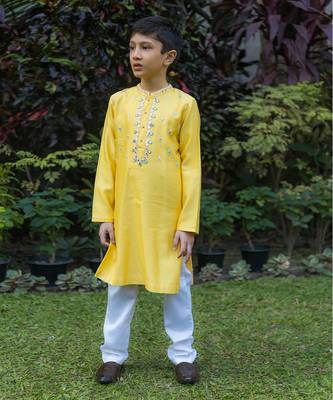Soft yellow kurta pyjama set 2