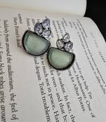 Silver plated light mint stone earring