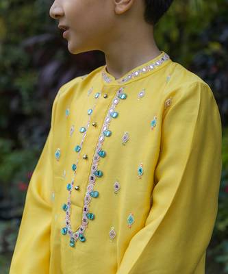 Soft yellow kurta pyjama set 4