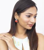 Silver plated orange stone earring