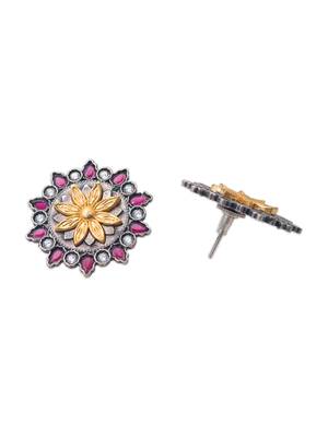 Silver plated flower shaped studs 3
