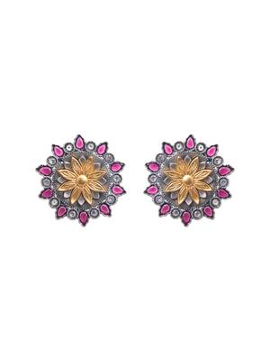 Silver plated flower shaped studs 4
