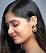 German silver orange stone drop earring