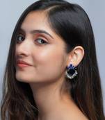 German silver blue stone drop earring